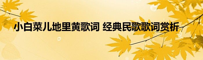 小白菜儿地里黄歌词 经典民歌歌词赏析